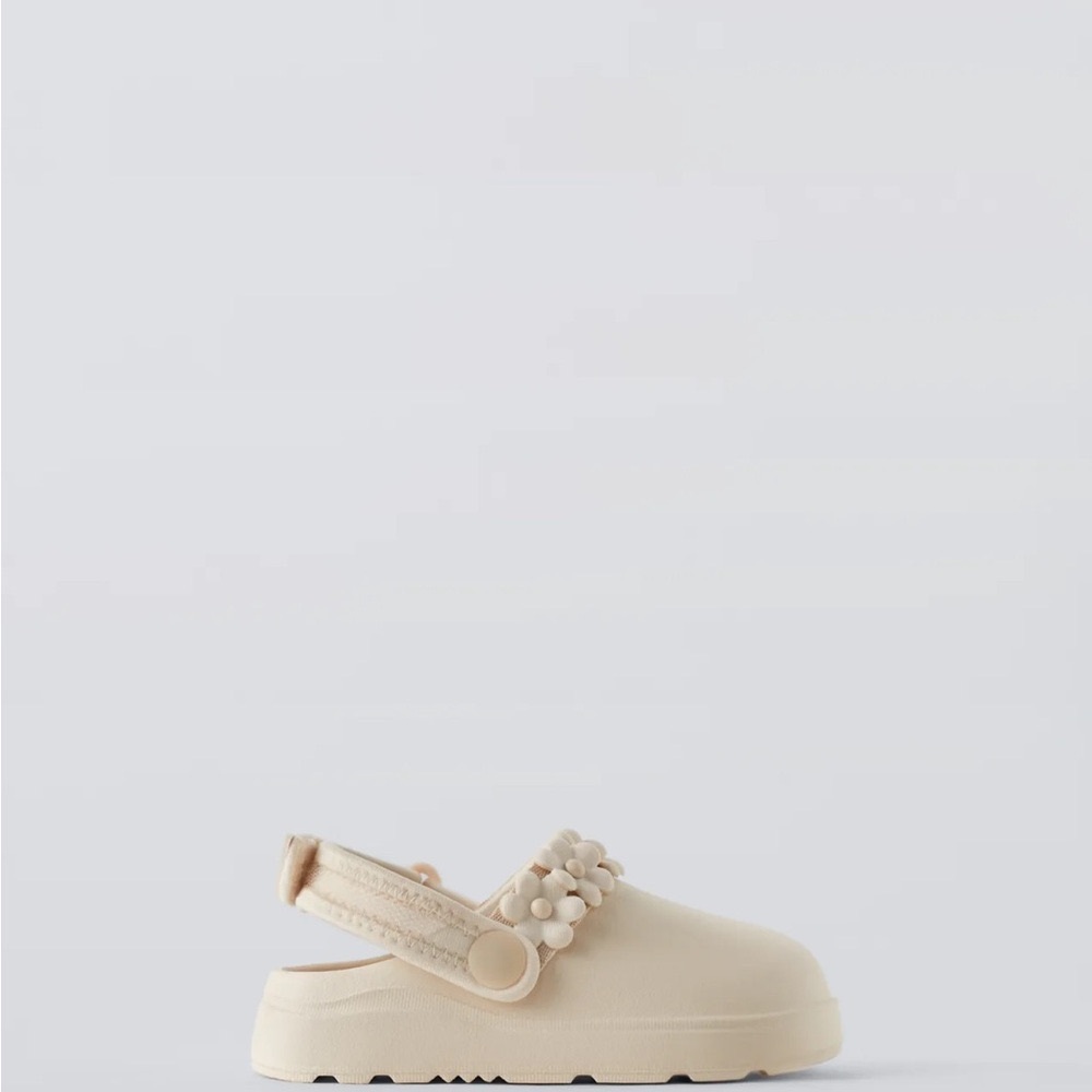 - Zara Kids Cream Clogs with Floral Detail